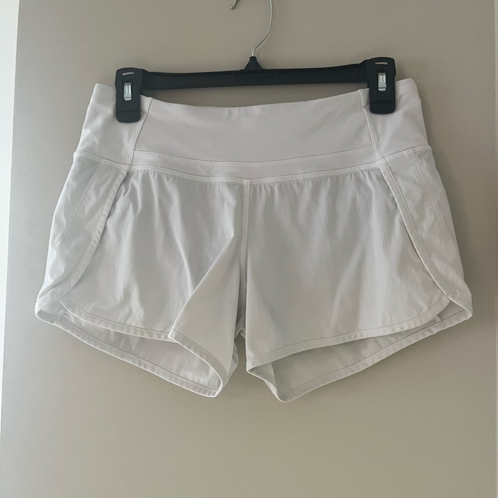 Lululemon white speed up shorts